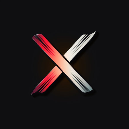 Logo red white letter X design font on black background. Sign icon typography concept.の素材