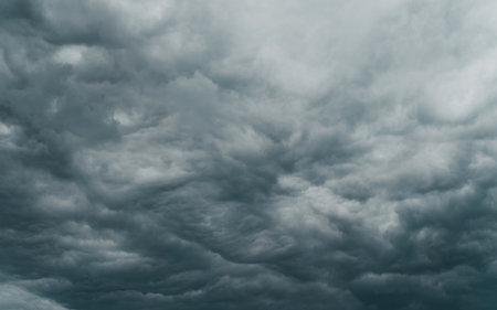 Dark blue clouds, cloudy sky, cloudiness, bad weather.の写真素材
