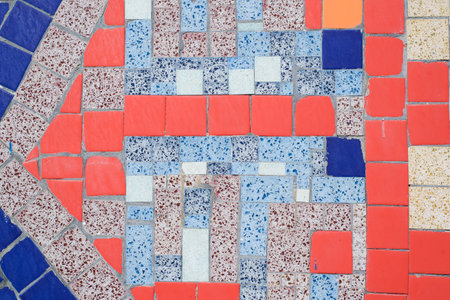 Old decorative ceramic tiles, pattern design background.の写真素材