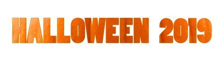 Halloween 2019 - Halloween Fest lettering logo for decoration poster, banner, site. Letters filled with pumpkin background.の写真素材