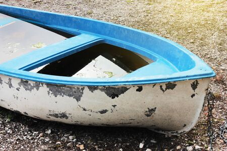 old boat on the beachの写真素材