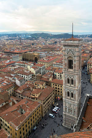 Giotto's Campanile is the slender bell tower of the Florence Cathedralの写真素材