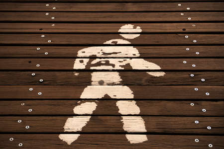 pedestrian sign painted on the floorの写真素材