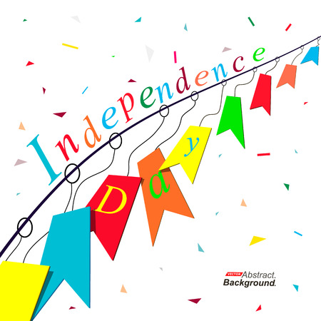 Abstract composition. Minimalistic fashion backdrop design. Funny holiday flags icon. Patch pennants font texture. Modern ad banner. Pennon construction fiber. Anniversary text frame. Stock vector artのイラスト素材