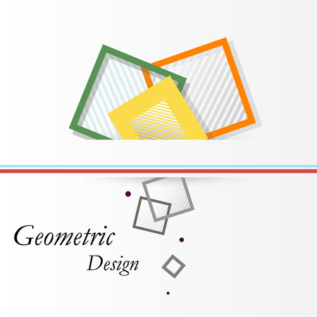 Abstract concept. Minimalistic backdrop design. Square brand logo icon. Green, orange, yellow box blocks font texture. Modern ad banner form. Patch figure connection. Lozenge emblem. Stock vector artのイラスト素材