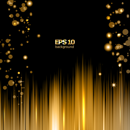 Abstract composition, shiny geometric shapes flare, visual line light, golden circle radiance icon, effulgence logo construction, glory screen saver, luster bubble sheenのイラスト素材