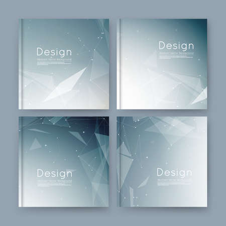 Abstract composition, gray business card set, sale info text, elegant geometric shapes, font texture, brochure title sheet, creative figure icon, triangle galaxy, space flyer fiber, EPS10 bannerのイラスト素材