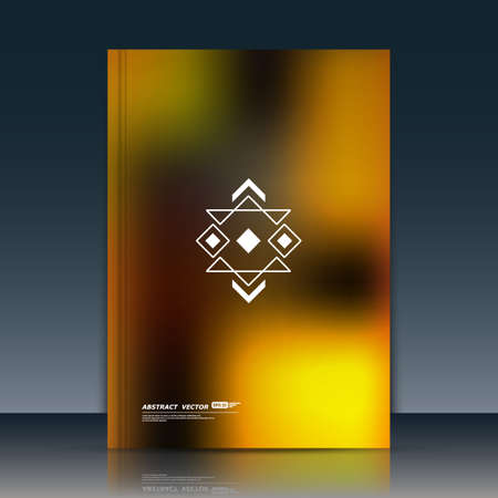 Abstract composition, text frame surface, yellow a4 brochure title sheet, creative figure logo sign icon, trademark symbol design, firm name emblem, banner form, flier fashion art, EPS10 vectorのイラスト素材