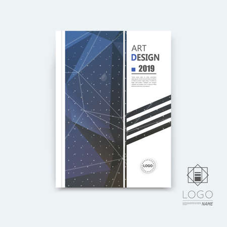 Abstract composition, blue quadrate font texture, square part construction, white a4 brochure title sheet, creative tetragon figure icon, commercial logo surface, firm banner form, EPS10 flierのイラスト素材