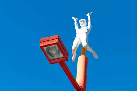 Fuji-Q Highland, Fujiyoshida City, Yamanashi Prefecture, Japan - January 3, 2019: Statue of man with...