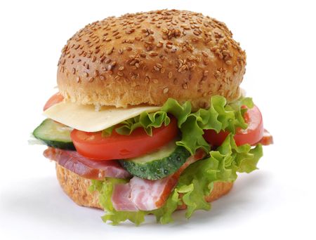 Sandwich on a white backgroundの写真素材