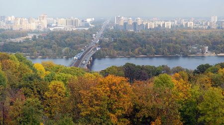 Panorama of Kiev and the river Dneprの写真素材