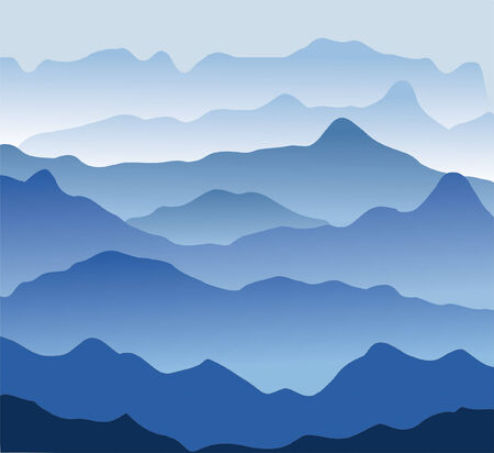  Blue mountains in a fog. Seamless illustrationのイラスト素材