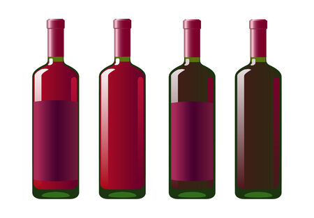 four bottles of red wine, an illustrationのイラスト素材