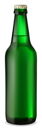 Green bottle of beer on a white backgroundのイラスト素材