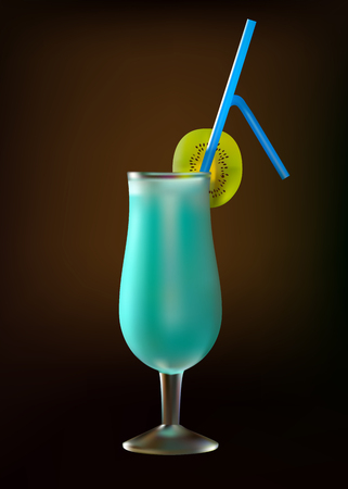 Cocktail  blue lagoon with kiwi のイラスト素材
