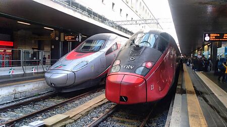 Italy, Rome, 06.10.2018, high-speed train at the railway station, Italy, Rome, 06.10.2018のeditorial素材