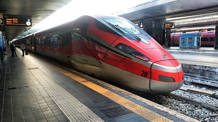 Italy, Rome, 06.10.2018, high-speed train at the railway station, Italy, Rome, 06.10.2018のeditorial素材