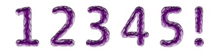 A set of five Latin numbers. And an exclamation point. Paper style, cut cardboard, voluminous with...