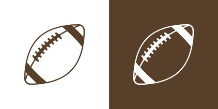 A set of two options for simple icons, contour, balls for American football. On white and brown background. Rugby. Lacing. 10 epsのイラスト素材