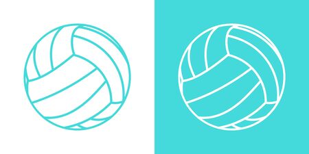 A set of two options for simple icons, contour, volleyball ball. On a white and blue background. 10 epsのイラスト素材