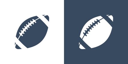 A set of two variations of simple ball icons for American football. On a white and dark blue background. Rugby. Lacing. 10 epsのイラスト素材
