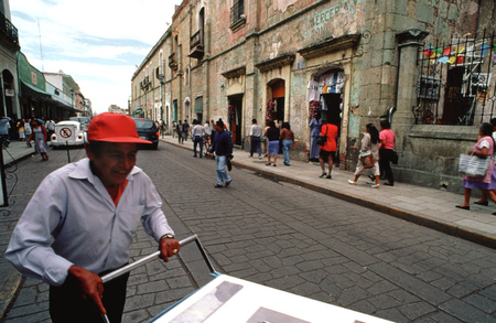 Ice seller in the street, Oaxaca city, Mexicoのeditorial素材