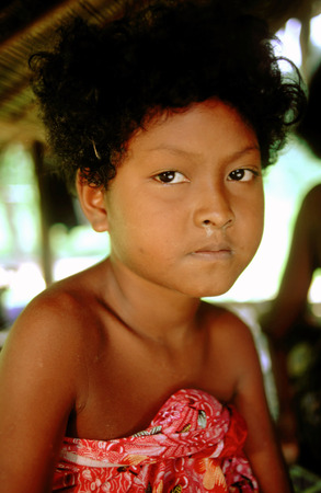 Orang Asli tribe in Taman Negara National Park in central Malaysia. Children portrait.のeditorial素材