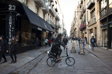 Ferran street, Barrio Gotico or Gothic Quarter, Barcelona, Catalonia, Spainのeditorial素材