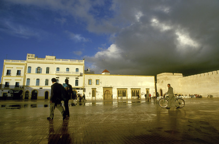 Panoramic photo of Moulay Assan Square, Essaouira, on the coast of Morocco, North Africa, Africaのeditorial素材