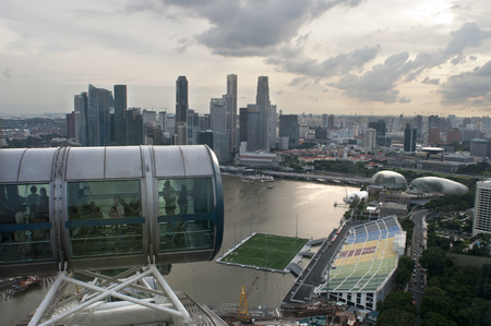 Singapore flyer, views from iniside largest Ferries wheel in the worldのeditorial素材