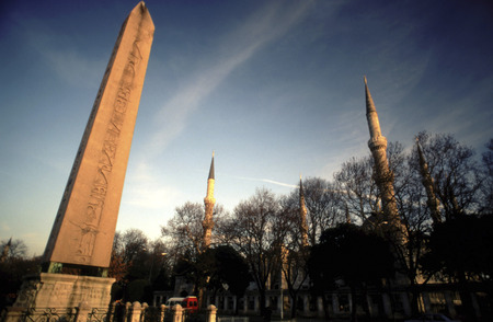 The Obelisk of Theodosius Dikilitas near the Blue Mosque in Istanbul, Turkeyの写真素材