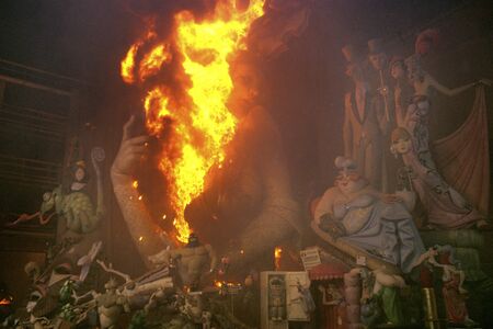 Valencia Fallas burning celebrations Spain, 19th Marchの写真素材