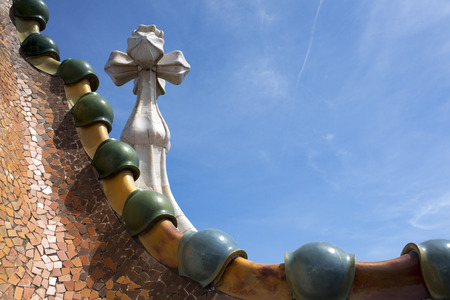 Antoni Gaudi Casa Batllo, Barcelona, Catalonia, Spain. Sant Jordi (Saint George) is the Patron Saint of Catalonia all is full of roses.のeditorial素材