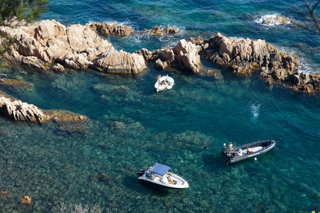 Seafront in San Feliu de Guixols on the Costa Brava coast, Girona Catalonia Spainのeditorial素材
