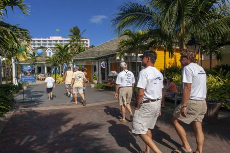 Luxury shops at Hotel Atlantis. Paradise Island, Nassau, New Providence Island, Bahamas, Caribbean. Panorama of Atlantis hotel and Paradise island.のeditorial素材