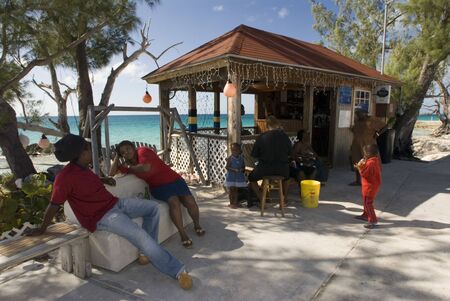 Seaside bar restaurant and cocktails in Arthur's Town, Cat Island, Bahamasのeditorial素材