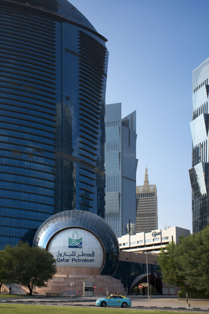 Qatar petroleum Building in the financial area of Doha, the capital of Qatar in the Arabian Gulf countryのeditorial素材