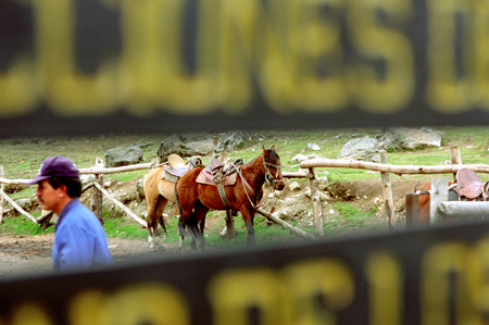 Horse ride in Laguna Mucubaji near Apartaderos in Merida Venezuelaのeditorial素材