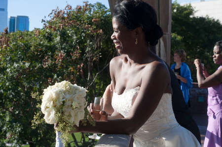 Weeding in New York. The Battery Park is a great place to walk, but in addition also has some fancy restaurants like Gigino at Wagner Park Manhattan New York city USAのeditorial素材