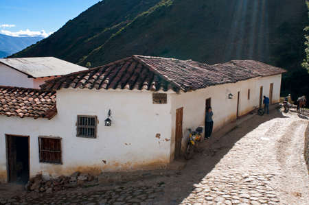 Los Nevados village in andean cordillera Merida state Venezuela. Los Nevados, is a town founded in 1591, located in the Sierra Nevada National Park in MÃ©rida, Venezuelaのeditorial素材