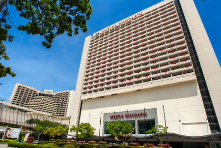 Marina Square, Singapore. Raffles Avenue Entrance. Marina Mandarin Oriental Hotel in backgroundのeditorial素材