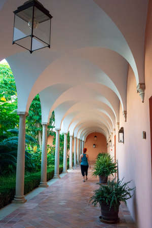 Garden lounge and Inner courtyard of Finca Cortesin hotel in MÃ¡laga Costa del sol Andalusia Spainのeditorial素材