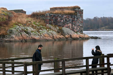 Tourists in the island of Suomenlinna Sveaborg, Helsinki, Finland.
