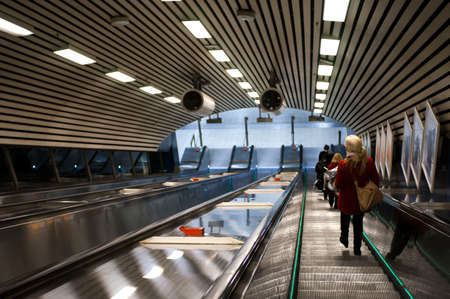 Inside subway, Helsinki, Finland. One of the entrances to subway Helsinki.のeditorial素材