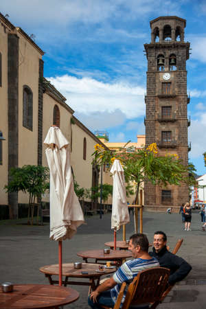 Iglesia de Nuestra Senora de la Concepcion church Plaza de la Conception square San CristÃ³bal de La Laguna city Tenerife spainのeditorial素材