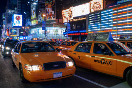 Yellow Cabs at the Times Square in New York. New york usa new york Times square busy crowded with...