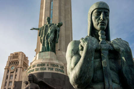 Warrior monument guanche sculpture, Monumento a los Caidos, Plaza de Espana, Santa Cruz de Tenerife, Tenerife island, Canary islands, Spainのeditorial素材