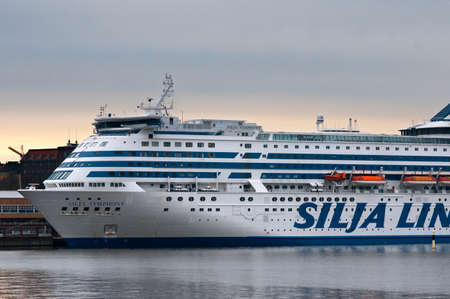 Ferry-boat of the Silja Line docked in Helsinki Finlandのeditorial素材