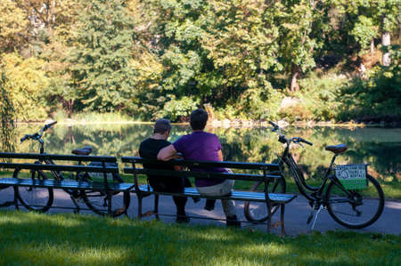Cyclists in central park, New York City, United States of Americaのeditorial素材
